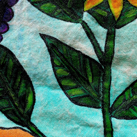 Frida Kahlo Inspired Large Hand Painted Tote - Picture 3 of 8